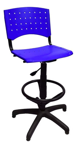 Silla Cajera Mostrador Pvc Reforzad Supermercado Ip700 Color Azul Material Del Tapizado Con Patines