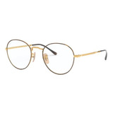 Armação Oculos Grau Ray Ban Round 2 Rb3582v 2945 51 Marrom Havana Dourado