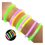 100 Pulseras Neon Glow Stick Cyalume Brillan Luz Negra Fiest