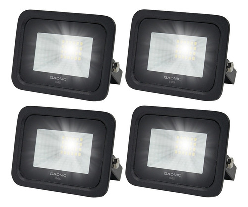 Kit Reflectores Led Gadnic 20w Ip65 Interior/exterior Carcasa Negro