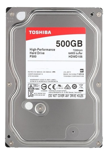 Disco Duro Interno Toshiba P300 Hdwd105xzsta 500gb