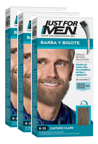 Kit X3 Tintura Gel Hombre Barba Bigote Just For Men Vs Tonos