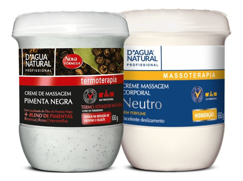 Creme Pimenta Negra 650g + Creme Neutro 650g Dagua Natural 