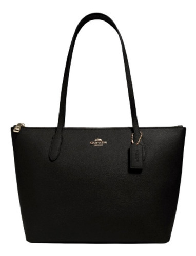 Bolsa Coach Zip Top Tote Negra 100% Original. Color Negro Diseño De La Tela Piel