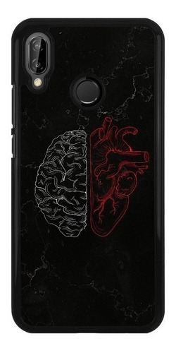 Funda Protector Para Huawei Fondo Negro Cerebro Corazón N