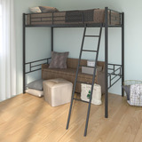 Favfurish Twin Size Metal Loft Bed With Stairs,metal Slats S