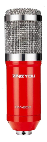 Micrófono Zingyou Bm-800 Condensador Cardioide Color Rojo/plateado