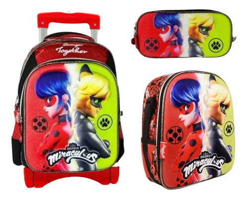 Ladybug Kit Mochila Original Kinder Carro Ruedas Combo Prescolar
