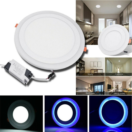 Foco Panel Plafón Led Bicolor Embutido 3w + 3w Redondo