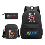 Conjunto De Mochila Escolar Anime One Piece-3 Piece .