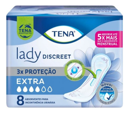 Kit C/7 Absorvente Geriátrico Tena Lady Discreet Extra