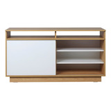 Mueble De Tv Modular Rack Melamina 130cm Hickory Blanco