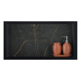 Nicho Em Porcelanato P/ Banheiro Preto 60x30x10 Cm - Preto