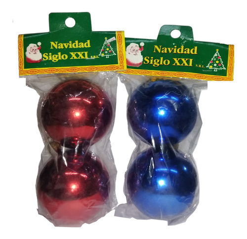 Adornos Navideños Set Bolas De Navidad 7cm X4 / Roja Y Azul