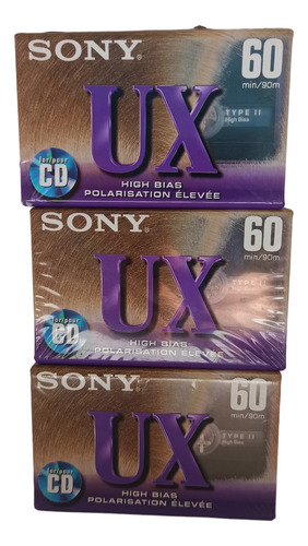 Cassette Sony Ux 60 Min. - Lote De 3