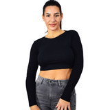 Crop Top Mujer Manga Larga Algodón Con Lycra 