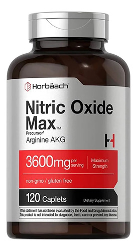 Horbaach Nitric Oxide Boost 3600mg Con Arginina Akg 120 Caps