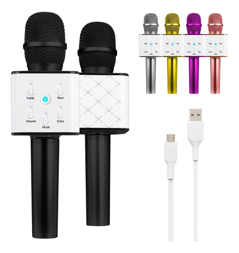 Microfono Karaoke Bluetooth Inalambrico Parlante Recargable Color Negro