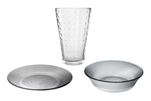 Plato Playo+hondo Aquamarine + Vasos Noa Burbujas Tl X 6