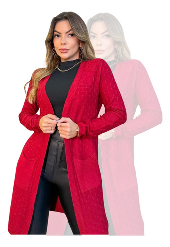 Cardigan Feminino Manga Longa Aberto Estiloso Tricô Promoção