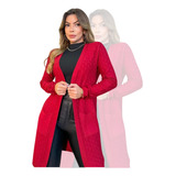 Cardigan Feminino Manga Longa Aberto Estiloso Tricô Promoção