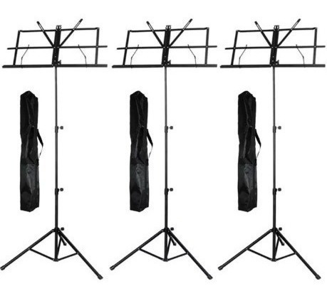 Estante Partitura Suporte Pedestal Regulavel Bag - Kit Com 3