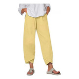 Pantalones Capri Para Mujer, Algodón Y Lino, Pierna Ancha Lu