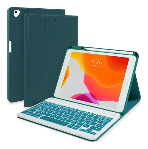 Funda C/teclado Blutlotus iPad 2021 9g/8g/7g 10.2 Teal