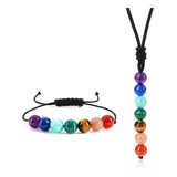 Set Pulsera 7 Chakras Piedra Natural + Collar 7 Chakras