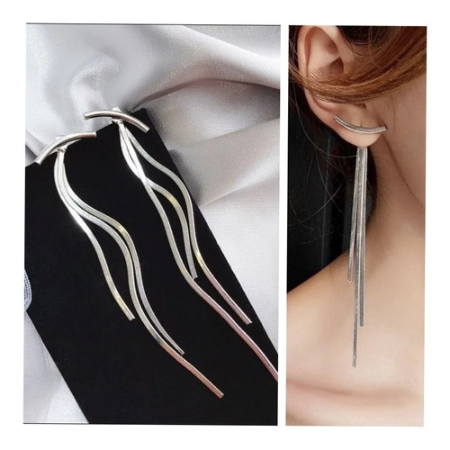 Aretes  Con Cuerda Con Barra Curva Chapa De Oro