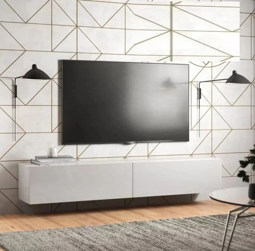 Repisa Flotante De 160 Cm Mueble Tv Puertas Minimalista 2pzs