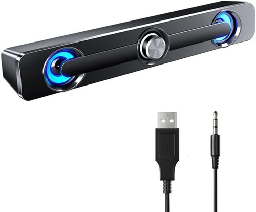 Barra De Sonido Con Cable Usb Bluetooth 5.0 Luz Led Para Pc