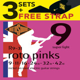 3 Sets Corda Guitarra Rotosound Roto Pinks R9-31 009/042