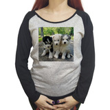 Buzo Lanilla Mujer  Husky Siberiano Cachorros