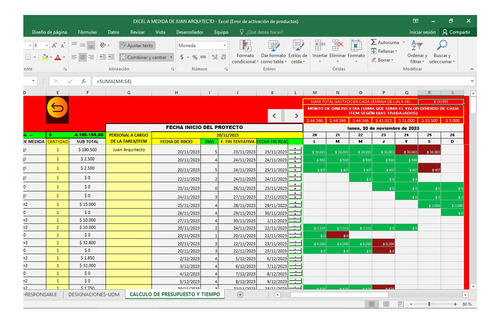 Excel Para Calculo De Materiales Y Tiempo De Obra