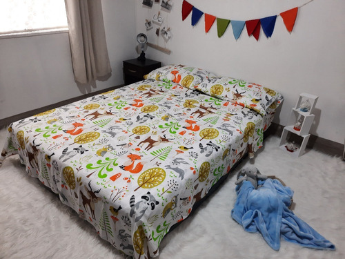 Juego De Sabanas - Cama Sencilla 100 X 190 X 25 - Animalitos