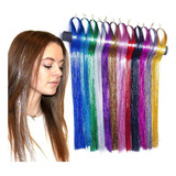 Kit De 12 Colores Brillantes Para Extensiones De Cabello Con