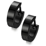 Stainless Steel Black Unique Small Hoop Earrings For Men Hug