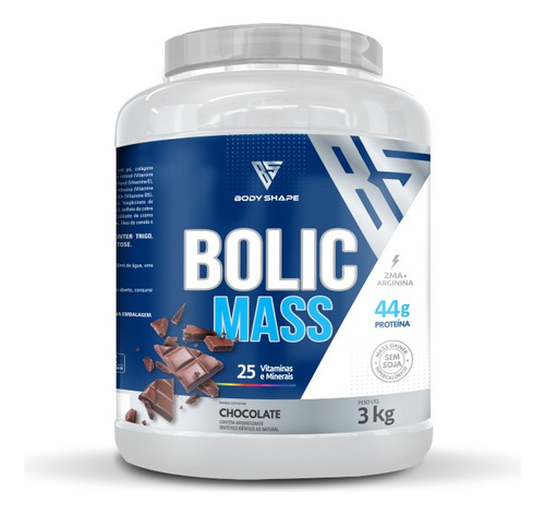 Hipercalórico Bolic Mass 3kg 44g Proteína - Body Shape Sabor Chocolate