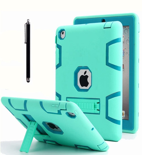 Funda De Silicona Shockproof  iPad 2/3/4 (mint Blue+green)