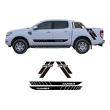Stickers Adhesivo Ford Ranger Franjas Laterales Y Pickup 