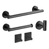 Set De 5 Accesorios De Baño Acero Inoxidable Negro Y Plata