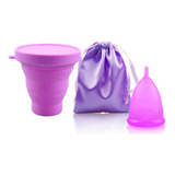 Copa Menstrual Certificada Fda + Vaso Esterilizador Color Morada L