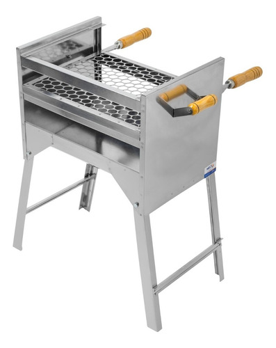 Churrasqueira Inox Portátil Pequena Leve Pratica 40x28