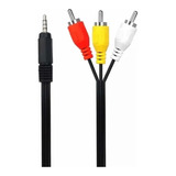 Cable Auxiliar A Rca 3x1 Aux 3.5mm De Audio Y Video 1.5mtr 