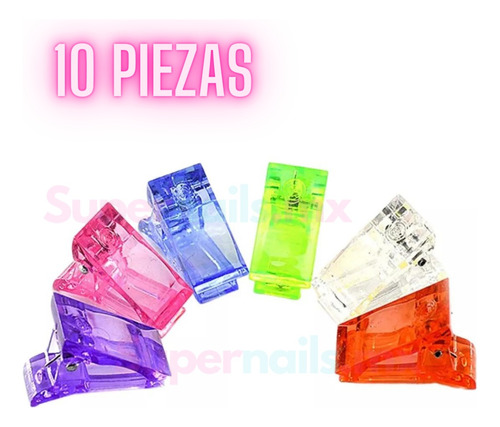 10 Pinzas Clip Para Uñas Polygel Acrigel Molde Dual System