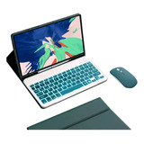 Teclado Retroiluminado + Mouse + Capa Para iPad Pro 11-2022 Cor Verde Escuro + Teclado Iluminado+ Rato