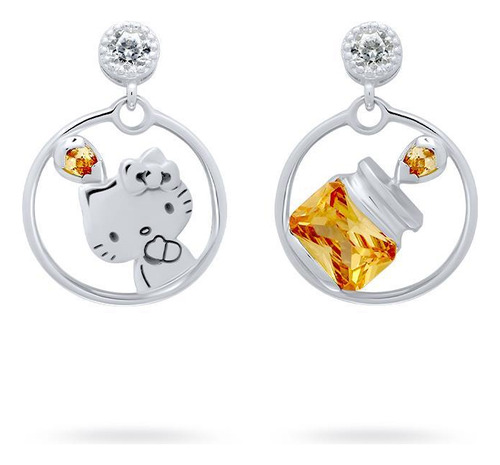 Pendientes Sanrio Hello Kitty Jam Crystal De Plata De Ley 92