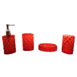 Kit Lavabo Saboneteira Para Banheiro Vermelho