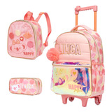 Kit Mochila Lilica Ripilica Rodinha Lanche Estojo Happy Days